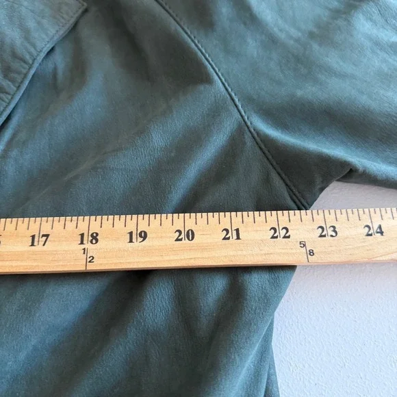 VTG Paris Sport Club Forest Green Suede Duster Coat M Oversized 80s 90s Korea - Picture 6 of 16